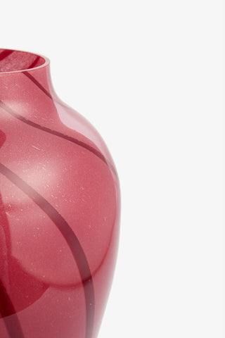 Detail shot of the Beautiful Pink & Red Swirl Vase on a white background.