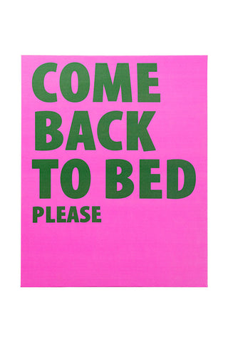 Cutout of the Pink & Green Come Back To Bed Please Canvas on a white background.