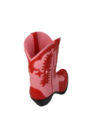 Cutout of the Pink & Red Cowboy Boot Vase, seen from the back.