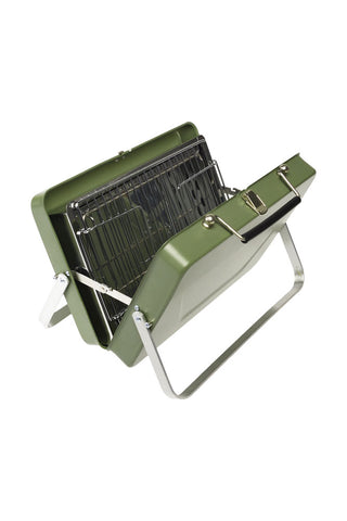 Cutout image of the Portable Suitcase BBQ - Khaki Green on a white background.