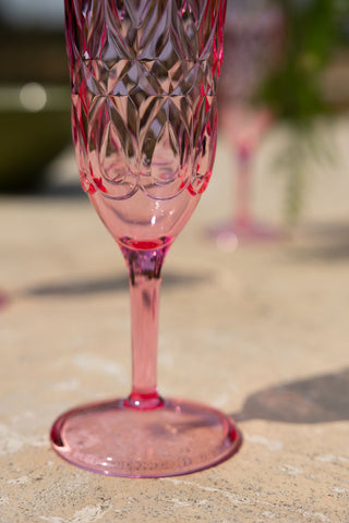 Close-up of the base of the Pretty Embossed Pink Champagne Glass.