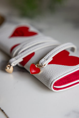 Close-up of the end of the Queen of Hearts Playing Card Jewellery Case.