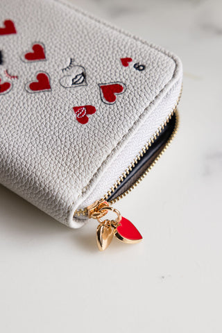 Detail shot of the zip on the Queen of Hearts Playing Card Purse.