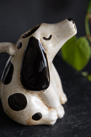 Close-up of the side of the Quirky Spotted Dog Pitcher Jug.