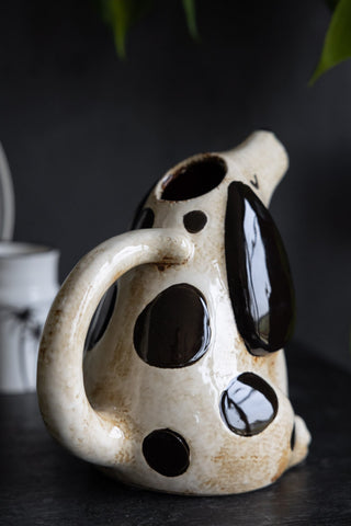 The Quirky Spotted Dog Pitcher Jug seen from the back.