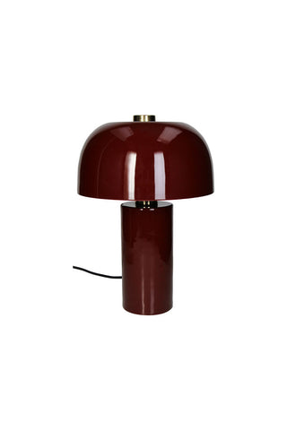 Cut out of deep red glossy modern table lamp