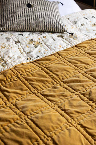 Close-up of the Reversible Gold Rock & Rose Throw.