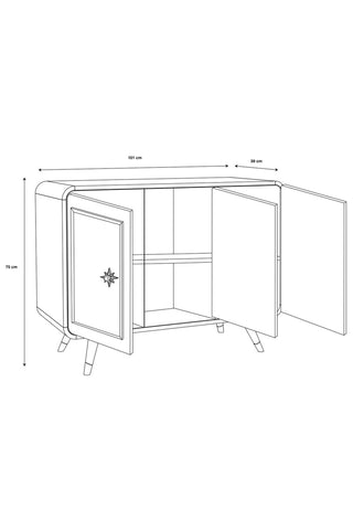 Illustration of the Ringo Sideboard with dimension details.