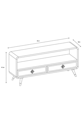 Illustration of the Ringo TV Unit with dimension details.