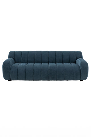 Cutout of the Beautiful Blue Roll Back 3-Seater Sofa on a white background.