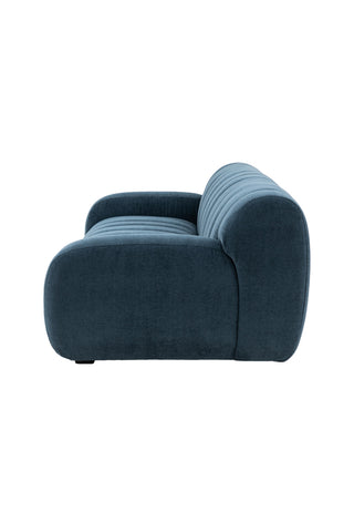 Cutout of the Beautiful Blue Roll Back 3-Seater Sofa, seen from the side.