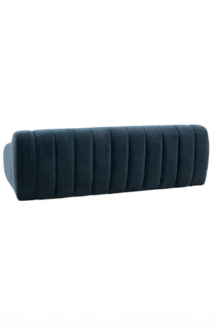 Cutout of the Beautiful Blue Roll Back 3-Seater Sofa, seen from the back.