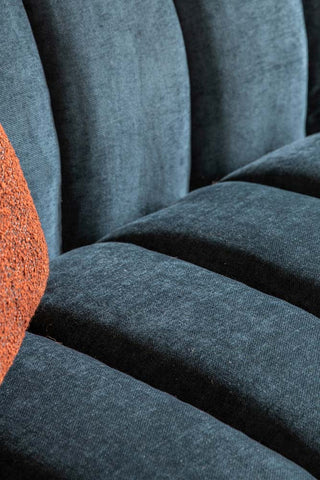 Detail shot of the Beautiful Blue Roll Back 3-Seater Sofa.