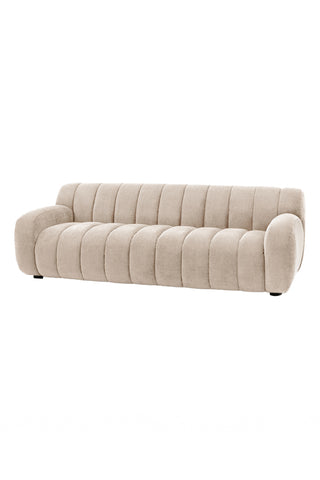 Cutout of the Cream Roll Back 3-Seater Sofa seen from an angle.