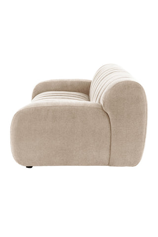 Cutout of the Cream Roll Back 3-Seater Sofa seen from the side.