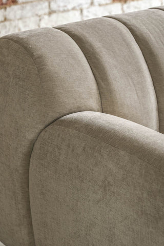 Close-up of the arm/back of the Cream Roll Back 3-Seater Sofa.