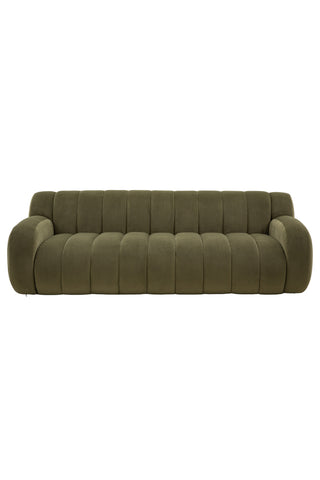 Cutout of the Moss Green Roll Back 3-Seater Sofa on a white background.