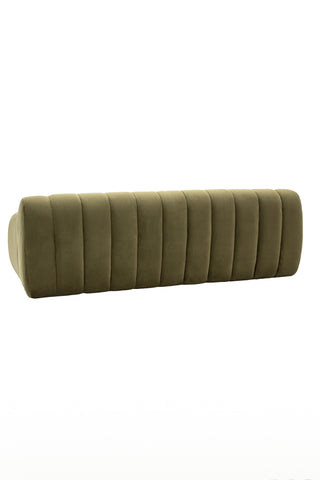 Cutout of the Moss Green Roll Back 3-Seater Sofa seen from the back.