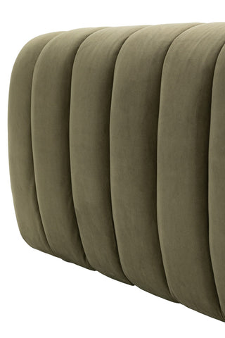 Close-up of the back of the Moss Green Roll Back 3-Seater Sofa.