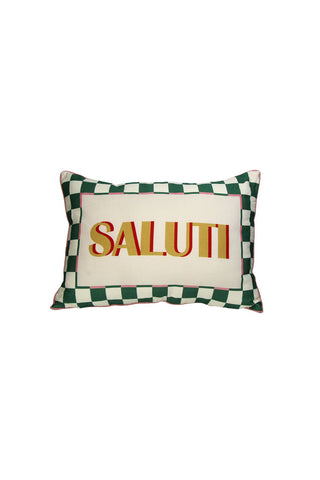 Cutout of the Saluti Cushion on a white background.