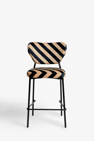 One of the Set Of 2 Bar Stools in Stripe Velvet on a white background.