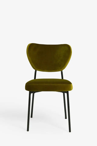 One of the Set Of 2 Dining Chairs In Needlecord Velvet Green in front of a plain background.