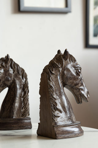 Close-up of one of the Set Of 2 Horse Head Bookends.