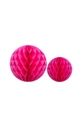 Cutout of the Set Of 2 Hot Pink Honeycomb Balls on a white background.