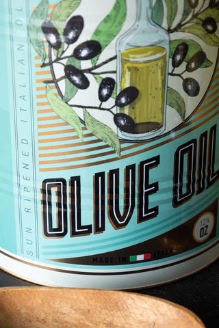 Detail shot of one of the Set Of 2 Olive Oil Storage Tins - Large.