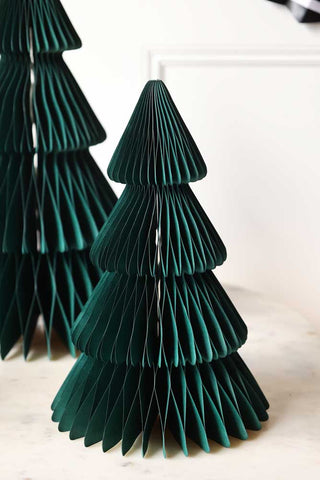 Image of the medium tree in the Set Of 3 Dark Green Honeycomb Christmas Trees