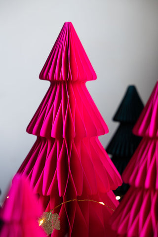 A detail of the medium tree in the Set Of 3 Neon Pink Paper Trees