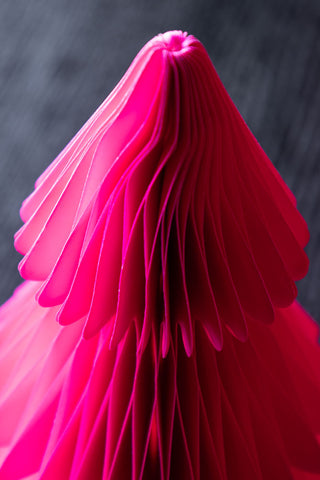 Close-up of the top of one of the Set Of 3 Neon Pink Paper Trees.