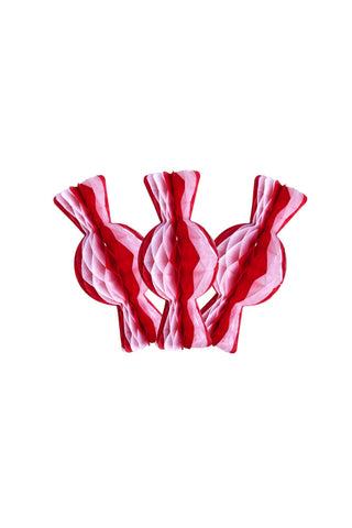 Cutout of the Set Of 3 Pink & Red Honeycomb Sweets on a white background.