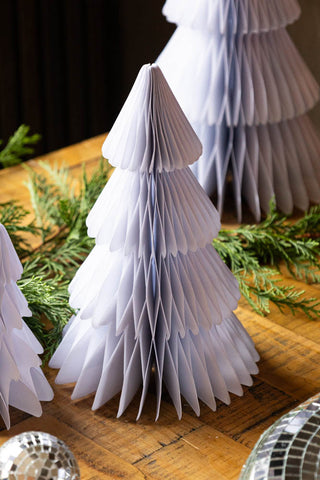 Set Of 3 White Honeycomb Christmas Trees with greenery