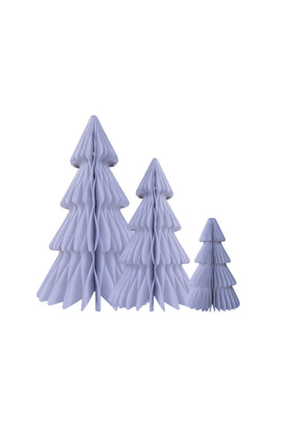 Cutout of the Set Of 3 White Paper Trees on a white background.