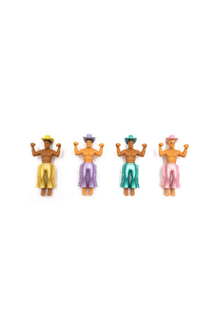 The four cowboy drinks markers in a line on a white background.