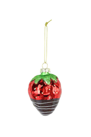 Set Of 6 Chocolate Strawberry Christmas Decorations