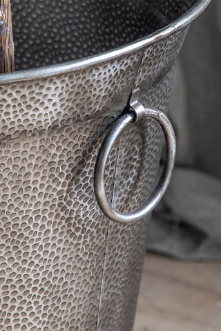 Close-up of one of the Set of 2 Antique Style Embossed Planters.