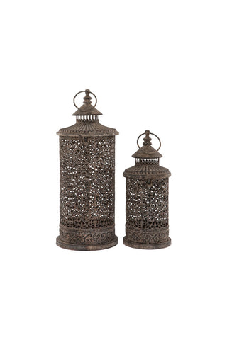 Cutout image of the Set of 2 Rustic Lanterns on a white background.