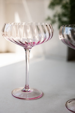 Close-up of one of the Set of 2 Scalloped Coupe Cocktail Glasses.