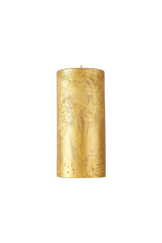 Cutout of the Shiny Gold Pillar Candle - Tall on a white background.