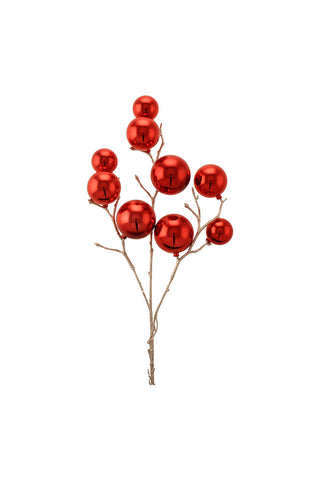 Cutout of the Shiny Red Bauble Spray on a white background.