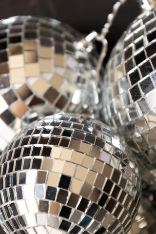 Close-up of the Silver Disco Ball Cluster Decoration.