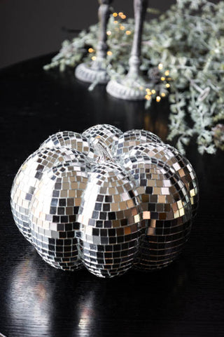 Silver Disco Pumpkin Decoration