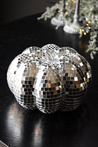 Silver Disco Pumpkin Decoration