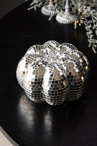 Silver Disco Pumpkin Decoration