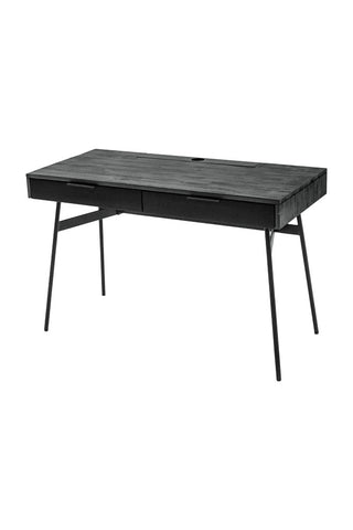 Sleek Black Desk With Two Drawers