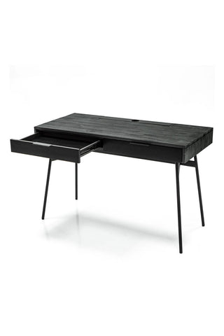 Sleek Black Desk With Two Drawers