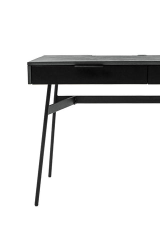 Sleek Black Desk With Two Drawers