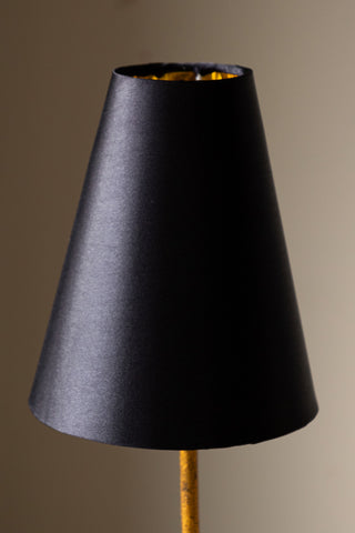 Close-up of one of the shades of the Sleek Black & Gold Double Shade Floor Lamp.